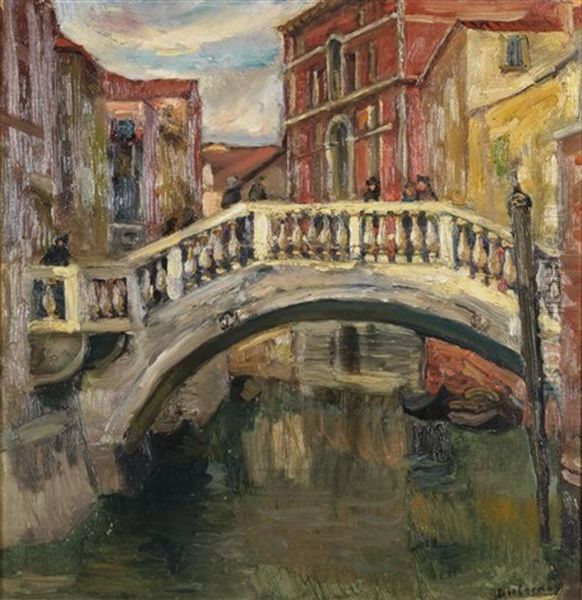 Pont Sur Le Petit Canal A Venise Oil Painting by Georges Dufrenoy