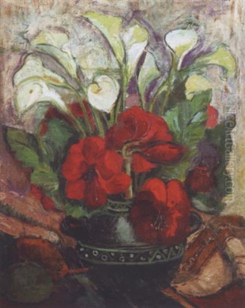 Bouquet De Fleurs Oil Painting by Georges Dufrenoy