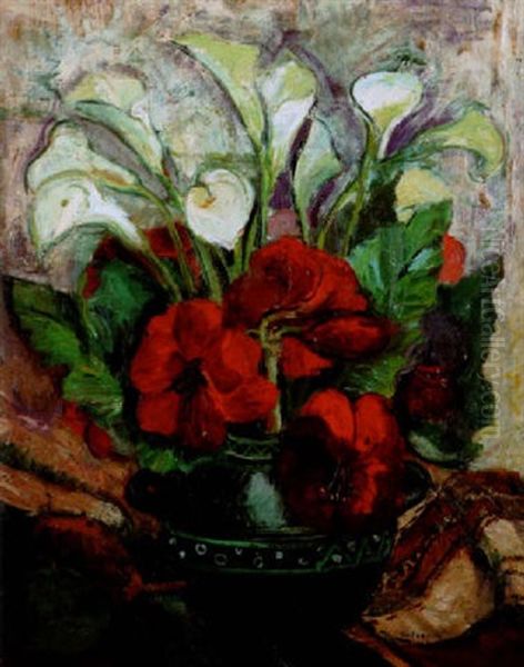 Bouquet De Fleurs Oil Painting by Georges Dufrenoy