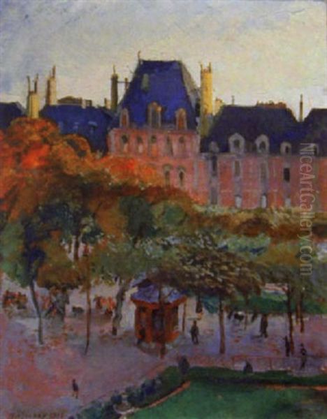 Places Des Vosges Oil Painting by Georges Dufrenoy