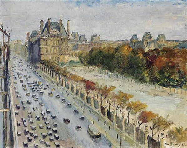 Les Tuileries Et La Rue De Rivoli Oil Painting by Georges Dufrenoy