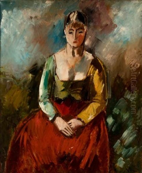 Portrait De Jeune Fille Oil Painting by Charles Dufresne