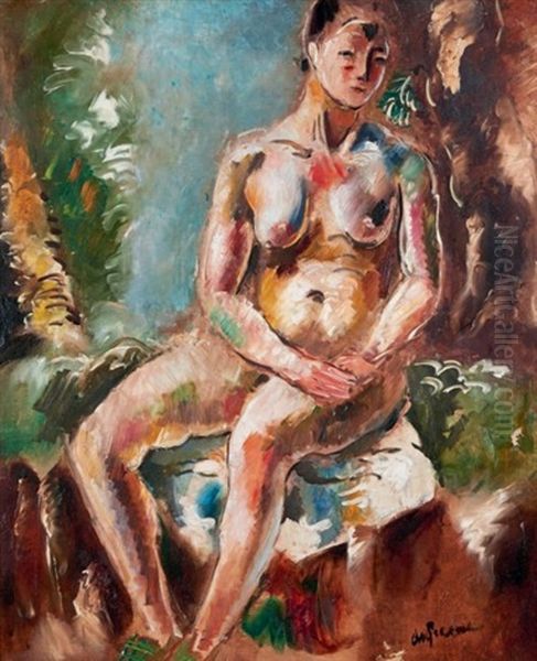 Femme Nue Assise Oil Painting by Charles Dufresne