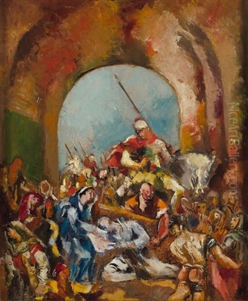 Scene Religieuse (sainte Veronique) Oil Painting by Charles Dufresne