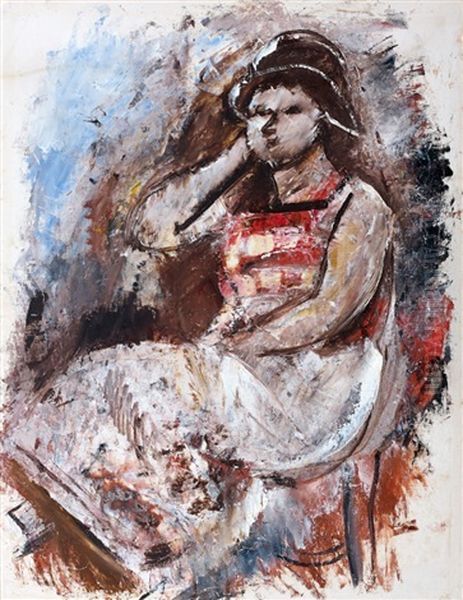 Femme Assise Oil Painting by Charles Dufresne