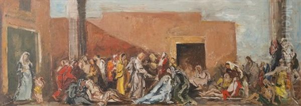 Scene Biblique Oil Painting by Charles Dufresne