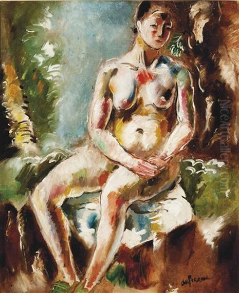 Femme Nue Assise Oil Painting by Charles Dufresne