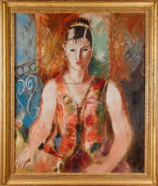 Portrait De Femme Oil Painting by Charles Dufresne