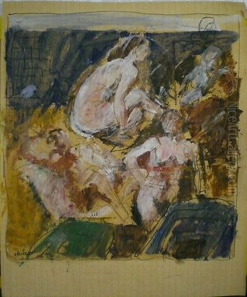 Trois Baigneuses Oil Painting by Charles Dufresne