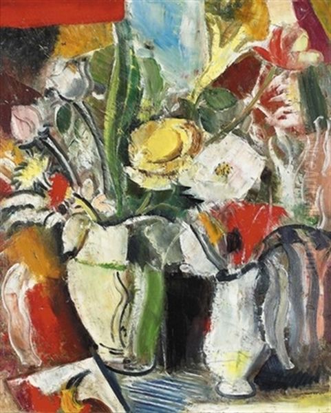 Nature Morte Aux Fleurs Oil Painting by Charles Dufresne