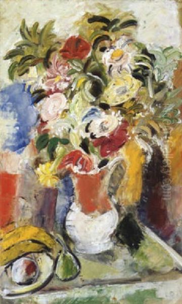 Vase De Fleurs Et Coupe De Fruits Oil Painting by Charles Dufresne