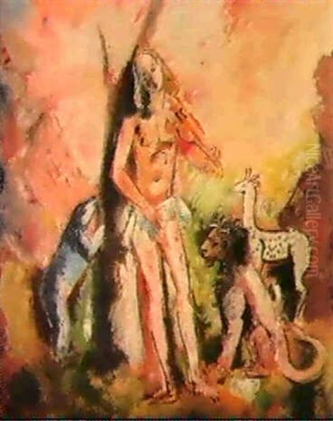 Orphee Charmant Les Animaux Oil Painting by Charles Dufresne