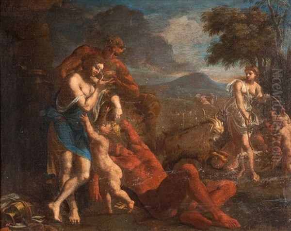 Nymphes Et Satyres Buvant Oil Painting by Charles Alphonse Dufresnoy