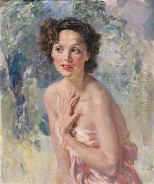 Portrait Of The Actress Jessie Matthews O.b.e. Oil Painting by Thomas Cantrell Dugdale