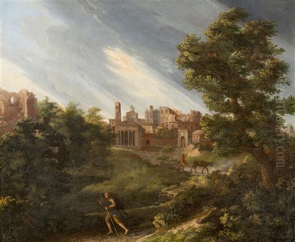 Landscape With Ruins Of The Ancient City Oil Painting by Gaspard Dughet