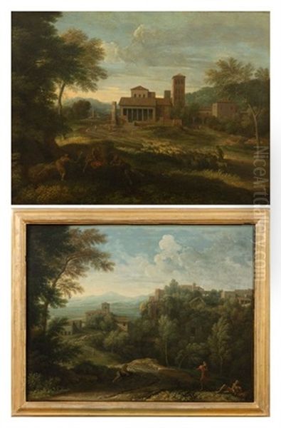 Paysage Anime De Bergers Avec La Basilique De San Paolo Fuori Le Mura A Rome Oil Painting by Gaspard Dughet