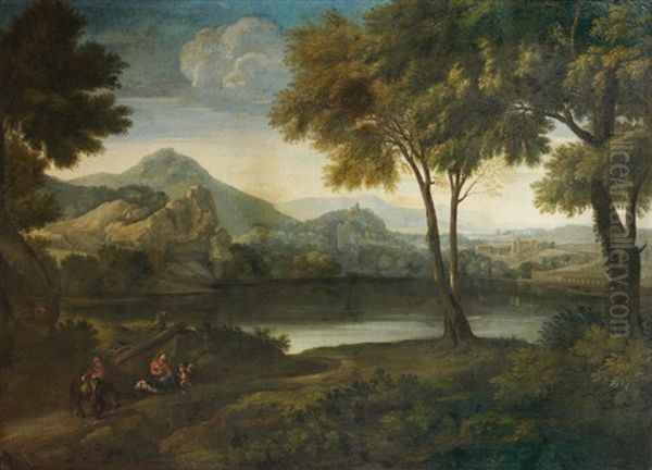 Paysage Avec Le Repos Pendant La Fuite En Egypte Oil Painting by Gaspard Dughet