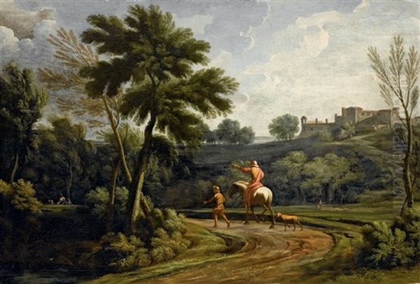 Paesaggio Con Cavaliere Oil Painting by Gaspard Dughet