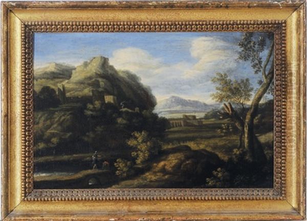 Figures In An Arcadian Landscape Oil Painting by Gaspard Dughet