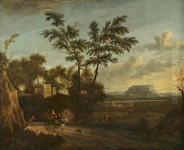 Landscape With Travellers Oil Painting by Gaspard Dughet