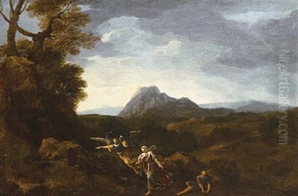 Hagar And Ishmael In The Wilderness Oil Painting by Gaspard Dughet