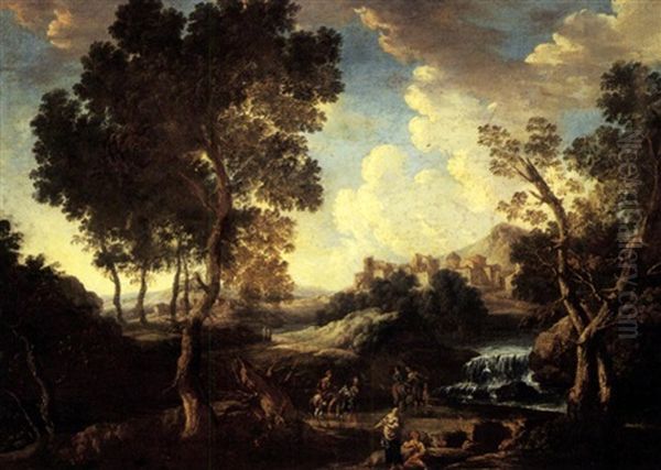 Classical Italian Landscape Oil Painting by Gaspard Dughet