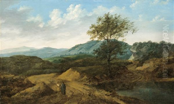 Paesaggio Con Due Figure Oil Painting by Gaspard Dughet