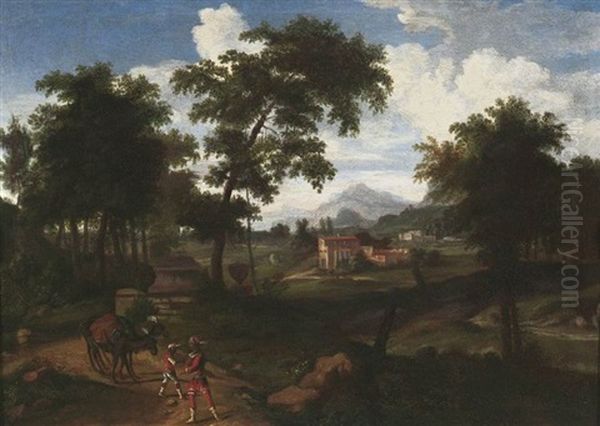 Weite Sudlandische Landschaft Mit Dorfern Und Antiken Ruinen Oil Painting by Gaspard Dughet