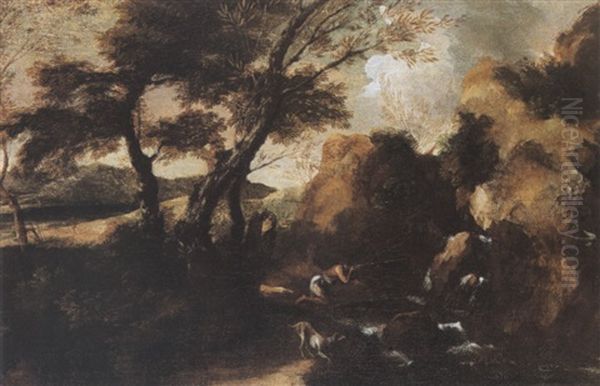 Paysage Au Chasseur Oil Painting by Gaspard Dughet