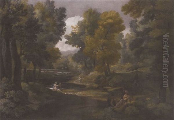 An Extensive Italianate Landscape With Pan And Syrinx Oil Painting by Gaspard Dughet