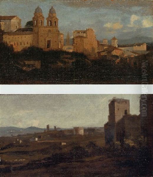 A View Of Ss.trinita Dei Monti, Rome Oil Painting by Gaspard Dughet