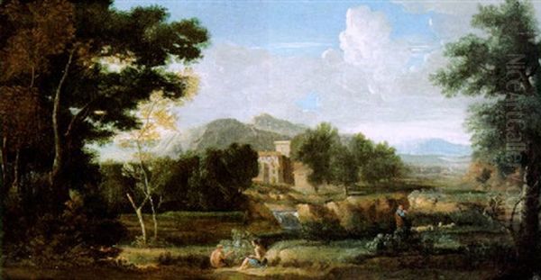 Sudliche Landschaft Mit Figuren Oil Painting by Gaspard Dughet