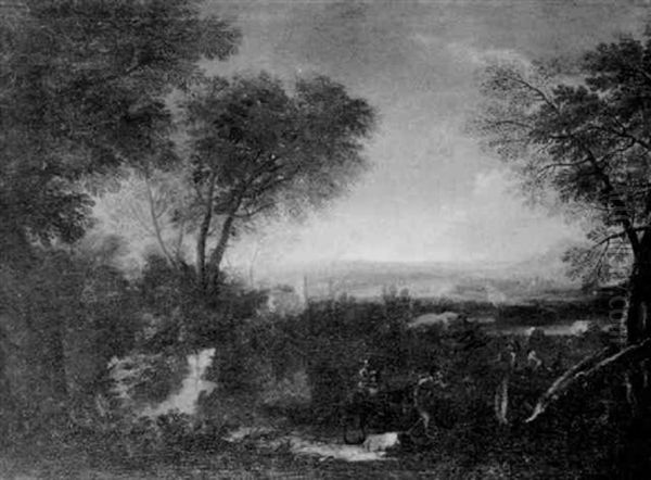 Sudliche Landschaft Mit Der Flucht Nach Agypten Oil Painting by Gaspard Dughet