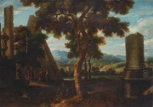 Figures In A Classical Landscape by Gaspard Dughet