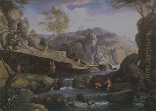 Paisaje Italiano Con Cascadas Oil Painting by Gaspard Dughet