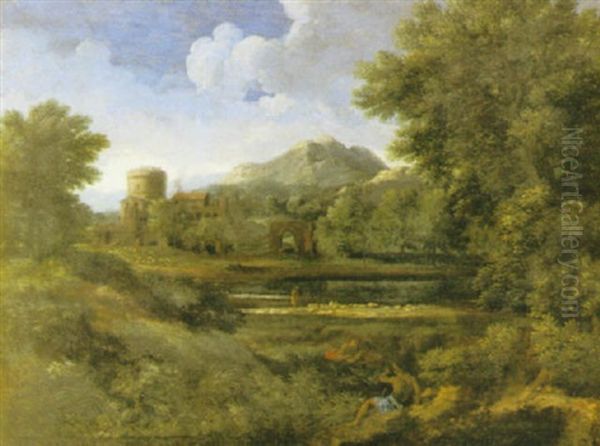 Herdelandskap Oil Painting by Gaspard Dughet