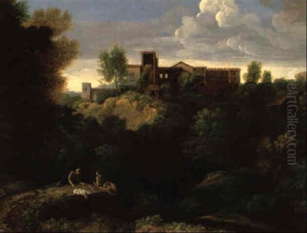 Ansicht Von Tivoli Mit Blick Auf Die Villa Des Maecenas by Gaspard Dughet