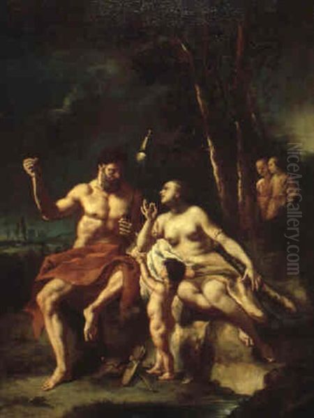 Hercules And Omphale Oil Painting by Gaspard Dughet