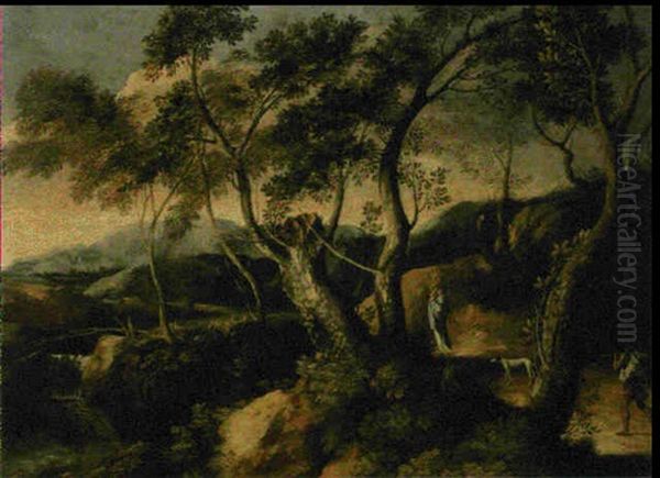 Paysage A La Famille De Pecheur Oil Painting by Gaspard Dughet