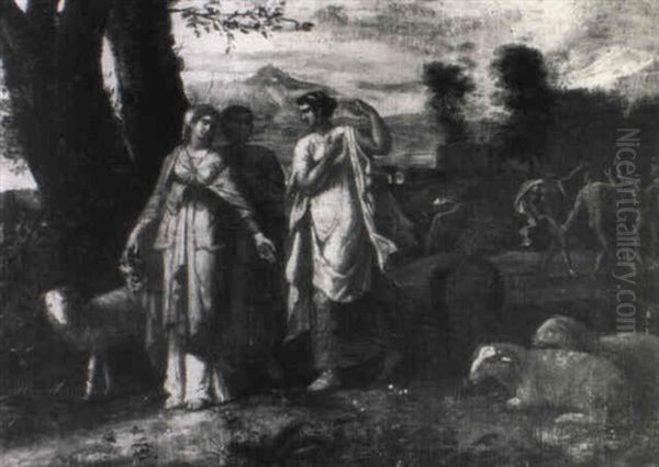 Muses In An Arcadian Landscape Oil Painting by Gaspard Dughet