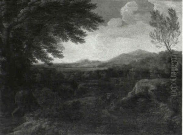 Italianate Landscape With A Figure On A Road Oil Painting by Gaspard Dughet