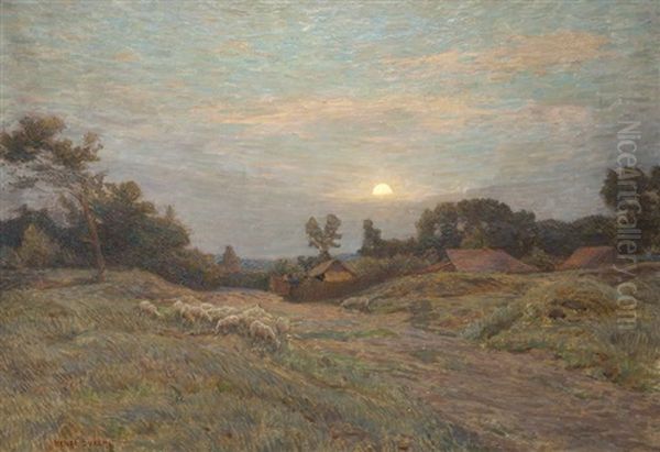 Paysage Au Troupeau De Mouton Oil Painting by Henri-Aime Duhem