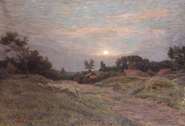 Paysage Au Troupeau De Mouton Oil Painting by Henri-Aime Duhem