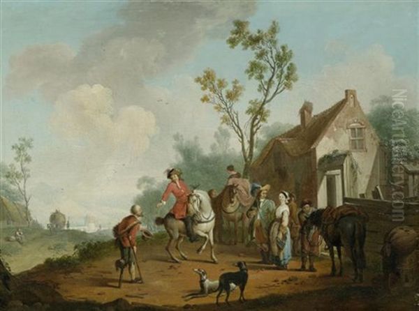 Der Bettler Vor Dem Wirtshaus Oil Painting by Karel Dujardin