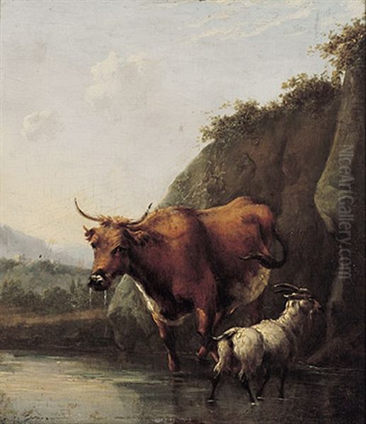 Tiere Am Wasser Oil Painting by Karel Dujardin