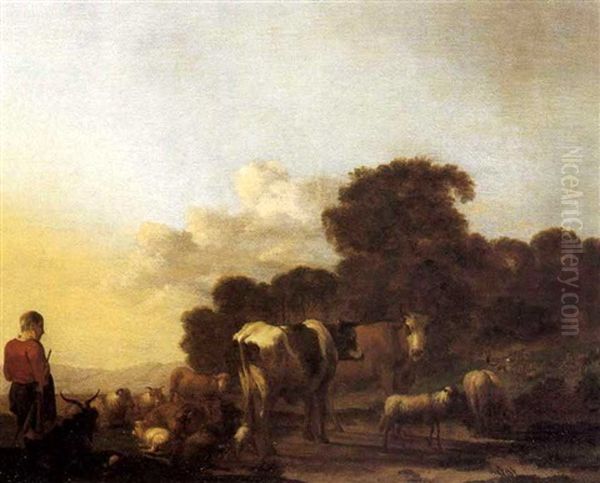 Paesaggio Con Armenti Oil Painting by Karel Dujardin