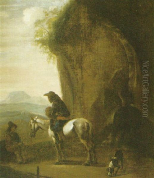 Rastande Sallskap I Italienskt Landskap Oil Painting by Karel Dujardin