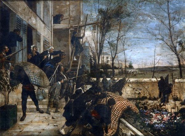 Scene De La Guerre De 1870 Oil Painting by Henri-Charles-E. Dujardin-Beaumetz