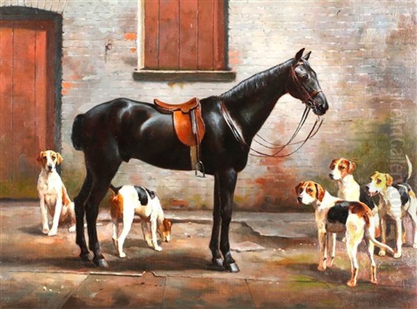 Horse And Hounds by Alfred Duke