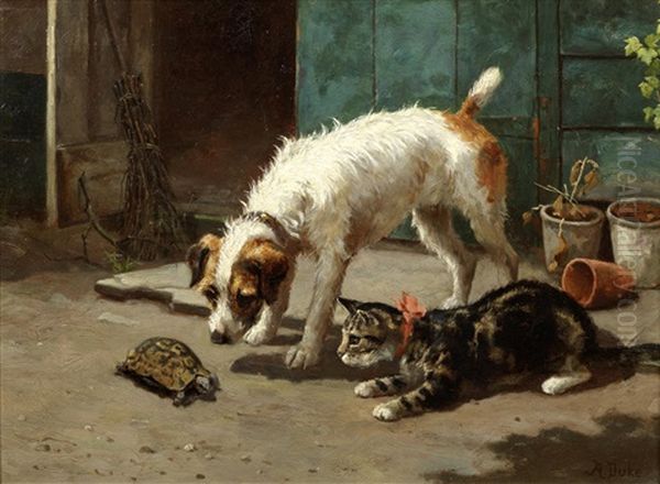 An Unusual Visitor Oil Painting by Alfred Duke